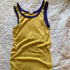 Vintage Montgomery Ward yellow Basketball 50/50 tank top